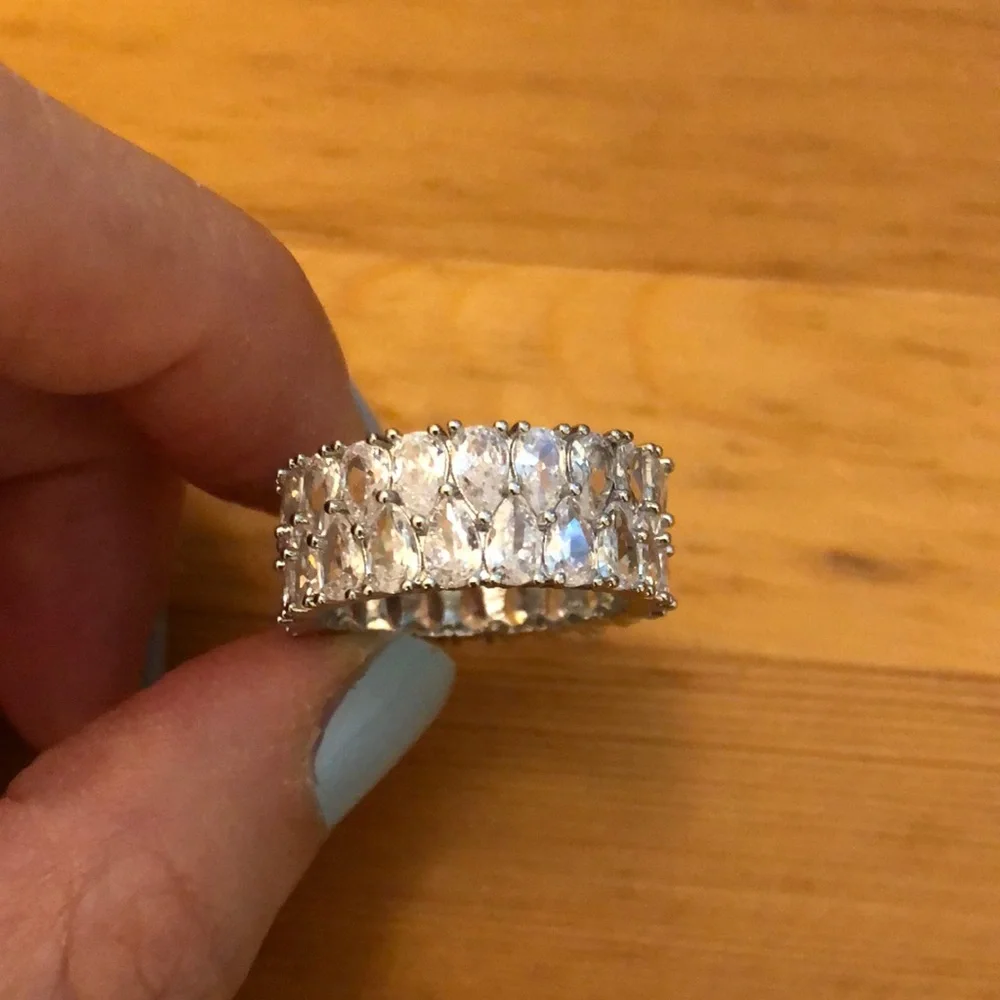 18K Gold Sparkly Cubic Zirconia Eternity Ring